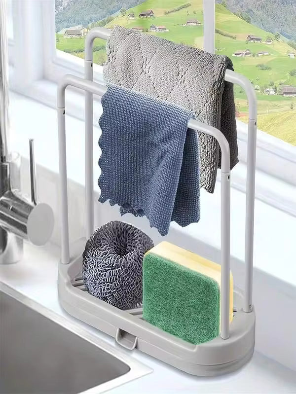 1pc Kitchen Sink Caddy Organizer Rack, Suitable For Storing Sponges, Cloths, Brushes, Scourers And Other Items, Kitchen Storage And Organization, Shelf And Holder