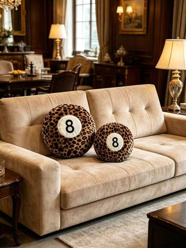 Round Leopard Print Plush Ball Pillow, Soft & Fluffy Creative Sports Plush Pillow, Soft Round Sleep Pillow, Suitable For Bed, Sofa, Home Decor, Valentine's Day Gift