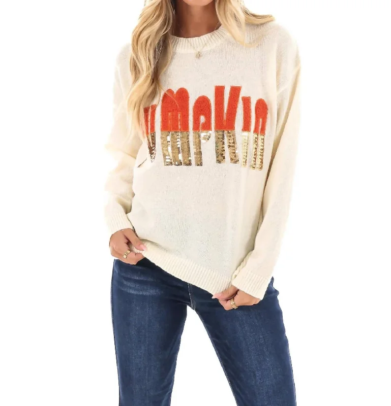 Hey Pumpkin Sweater In Oatmeal