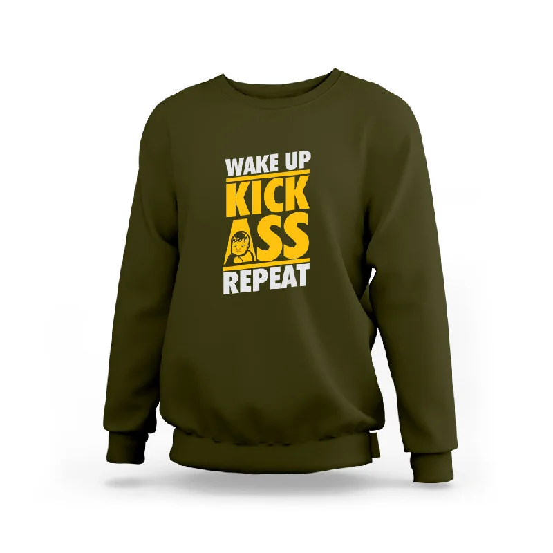 Wake Up, Kick Ass, Repeat Sweatshirt