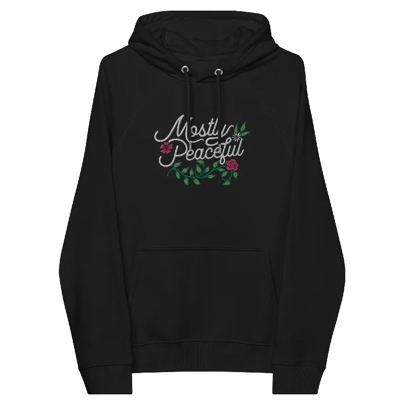 Mostely Peaceful Eco Raglan Embroidered Hoodie