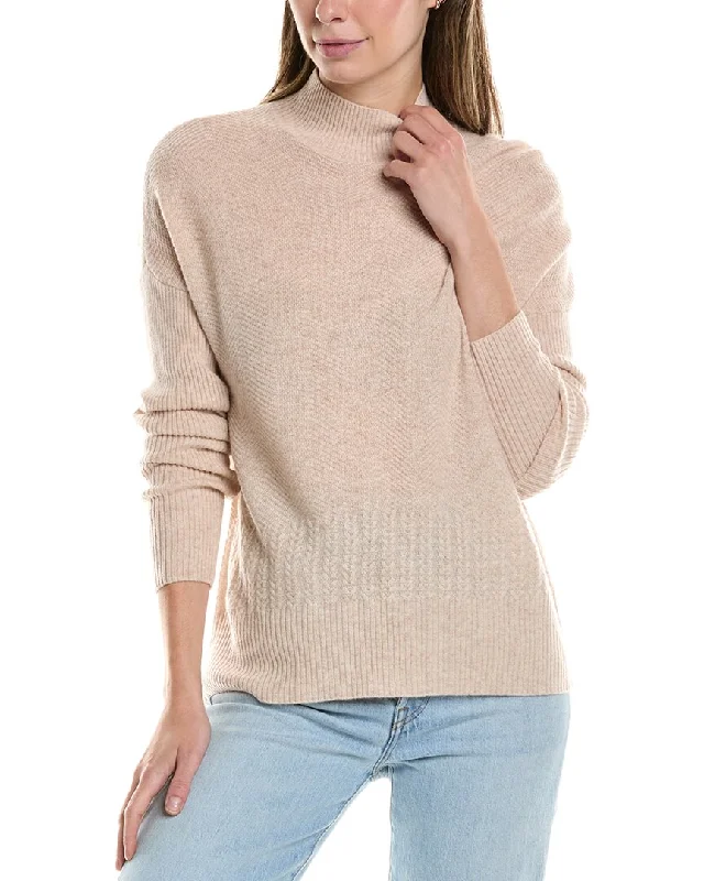 InCashmere Textured Stripe Cashmere Sweater