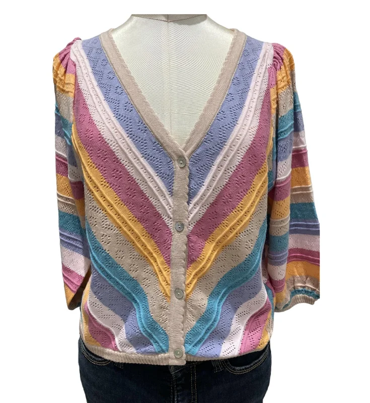 Red Stripe Cardigan In Mango