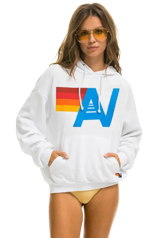 AVIATOR NATION LOGO UNISEX PULLOVER RELAXED HOODIE - WHITE