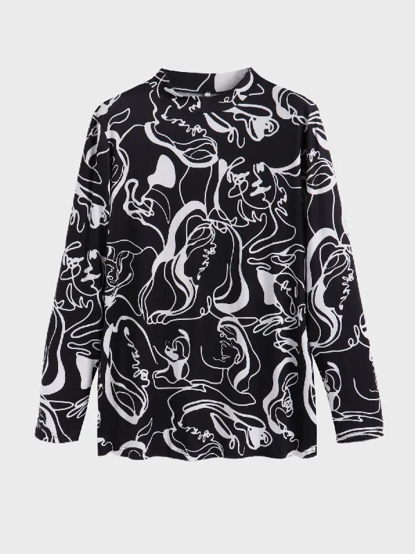 Midsize Pattern Print Long Sleeve T-shirt