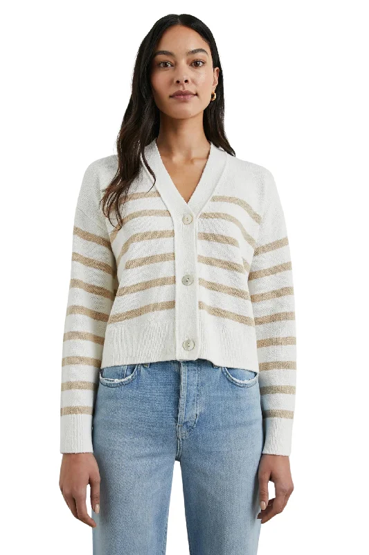 Geneva Cardigan in Sand Stripe