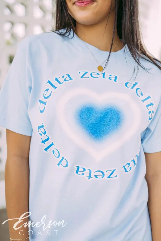 All-Day Outfits Delta Zeta Airbrush Heart Tshirt