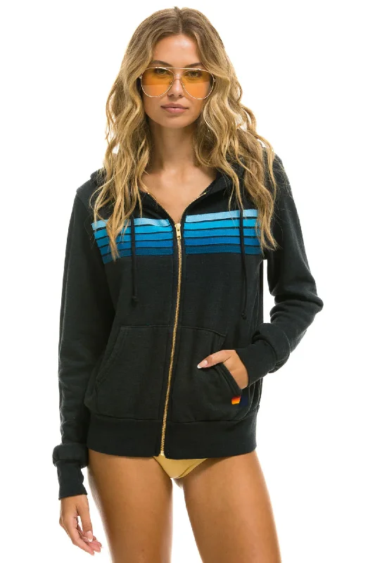 AVIATOR NATION 5 STRIPE UNISEX HOODIE - CHARCOAL // BLUE