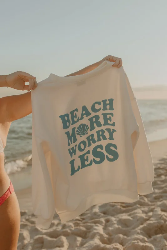 French Retro Beach More Worry Less Women's Graphic Sweatshirt