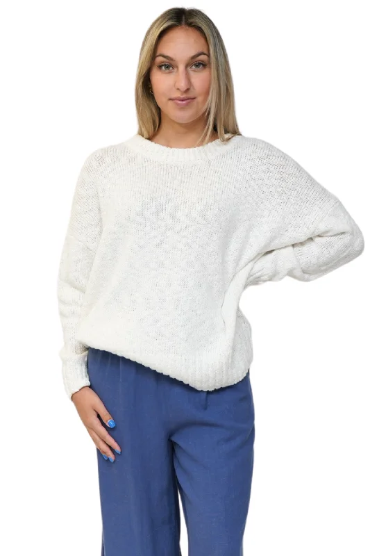 Cotton Linen Sweater in White