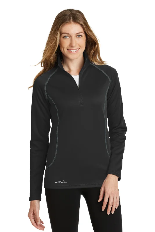 Eddie Bauer Womens Smooth Fleece 1/4 Zip Sweatshirt - Black