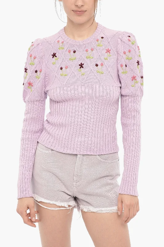 Cormio Ribbed Crew-neck Sweater with Lurex Embroideries