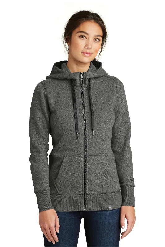 Stylish Fit New Era Womens Sueded French Terry Full Zip Hooded Sweatshirt Hoodie w/ Pockets - Black Twist Stylish Fit New Era Womens Sueded French Terry Full Zip Hooded Sweatshirt Hoodie w/ Pockets - Black Twist