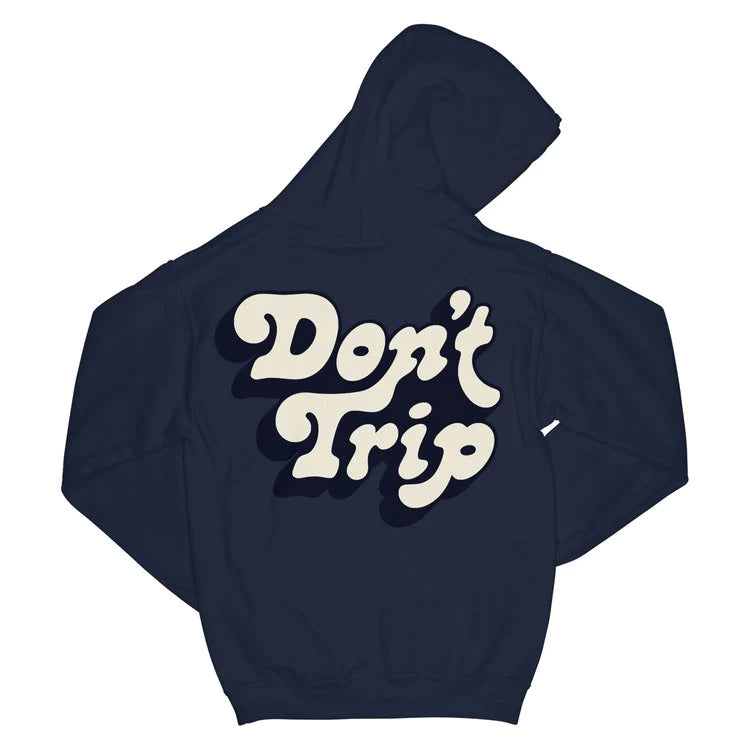Minimal Style FREE & EASY UNISEX DON'T TRIP DROP SHADOW OG HOODIE in NAVY