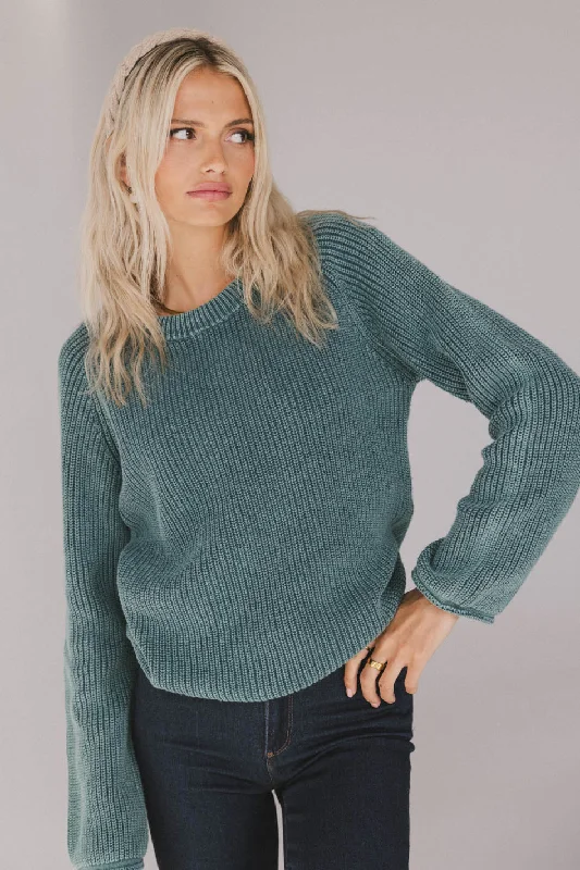 Aveline Knit Sweater in Teal - FINAL SALE