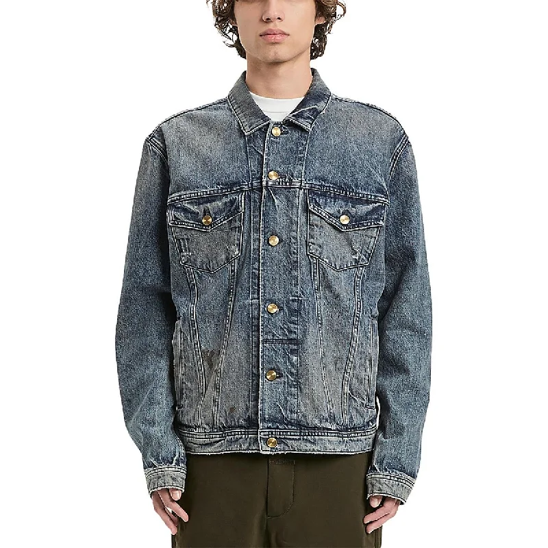 Classic Style Tozzi Womens Lightweight Distressed Denim Jacket