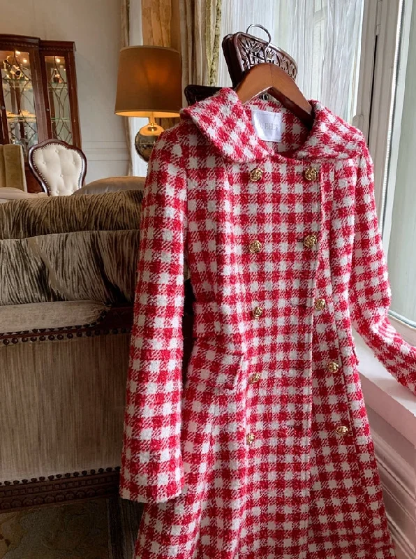 Candy Cane Gingham Dress Coat (Red/White)