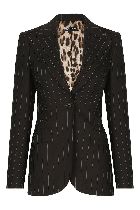 Pinstriped Single Breasted Blazer