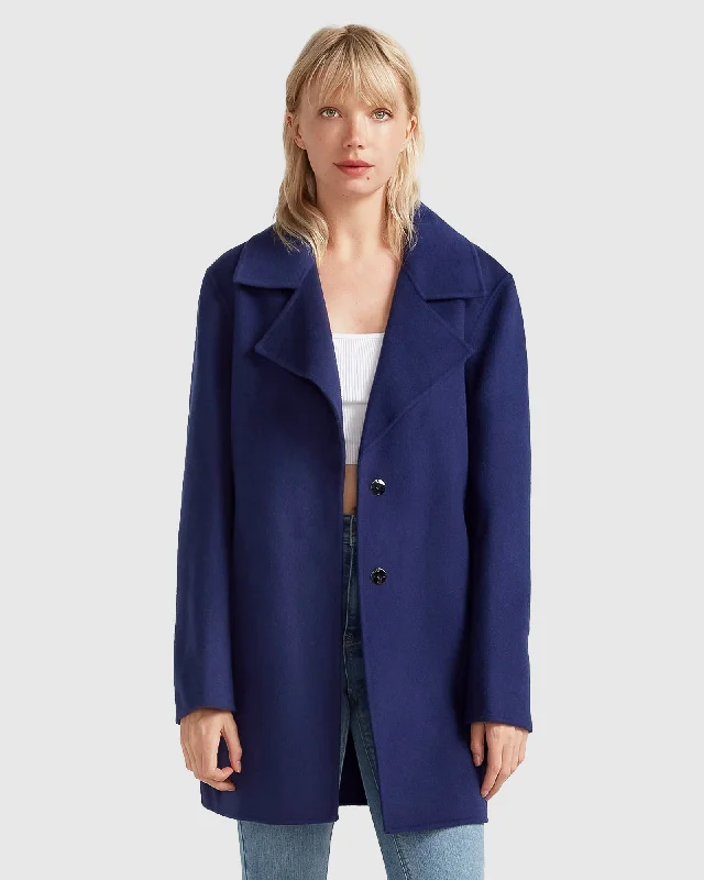 NEW FIT Ex-Boyfriend Wool Blend Oversized Jacket - Midnight Blue