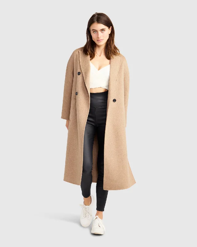 Guestlist Oversized Double Breasted Coat - Oat