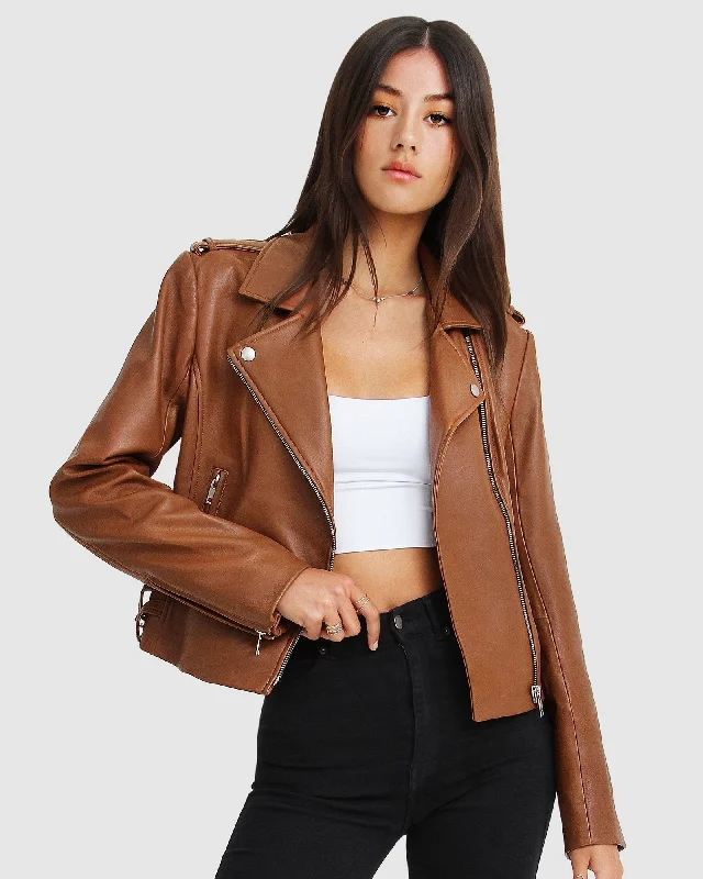 Just Friends Leather Jacket - Brown