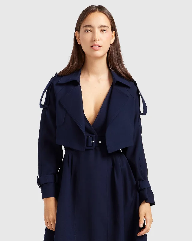 Manhattan Cropped Trench - Navy