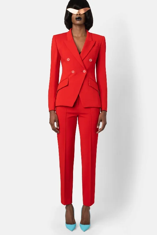 Elegant Wear Super Matte Jersey Fitted Double-Breasted Blazer