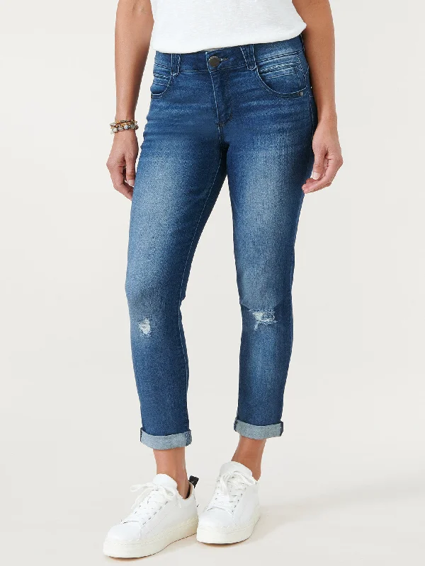 "Ab"solution® Blue Ankle Skimmer Distressed Jean