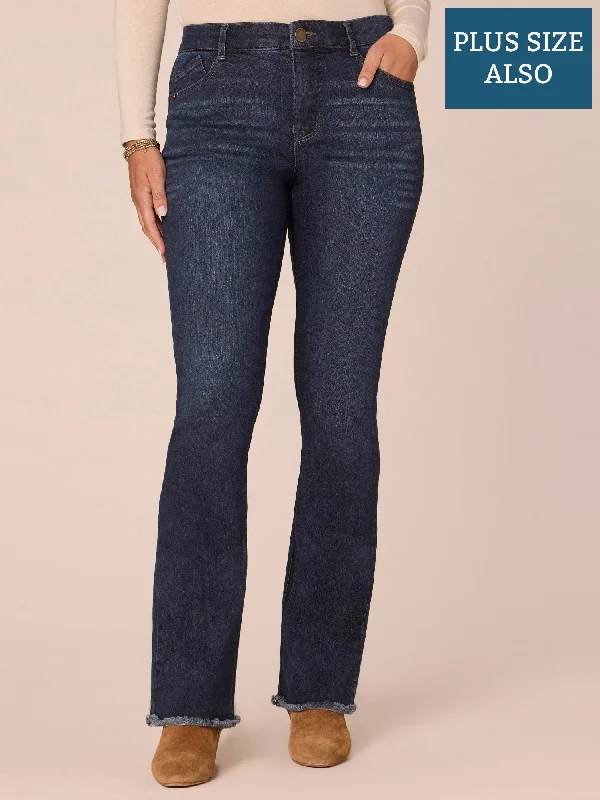 "Ab"solution High Rise Itty Bitty Boot Plus Size Jeans with Frayed Hem