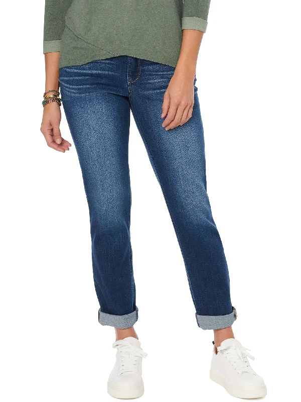 "Ab"solution® Cuffed Blue Denim Petite Girlfriend Jeans