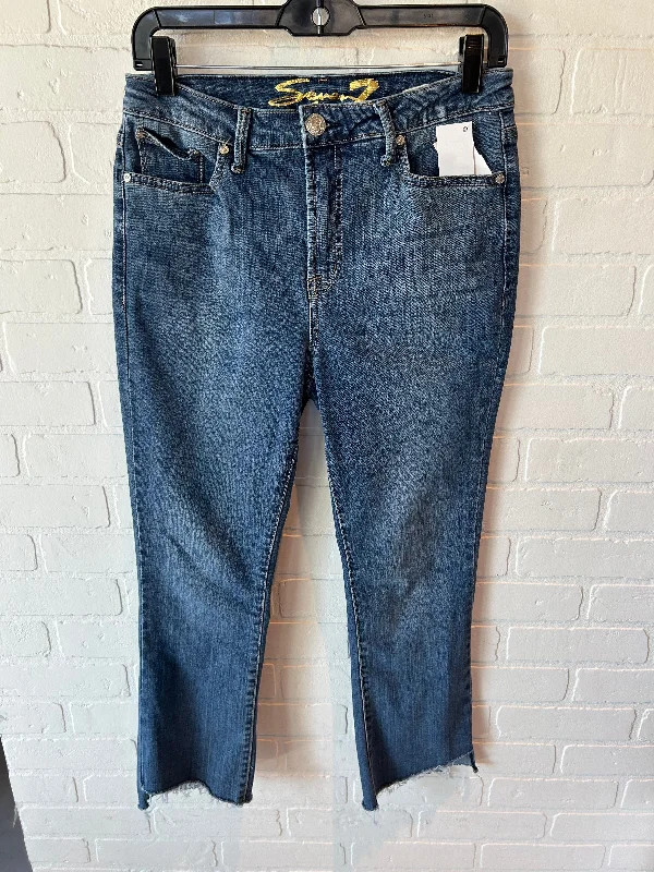 Jeans Straight By Seven 7 In Blue Denim, Size: 8