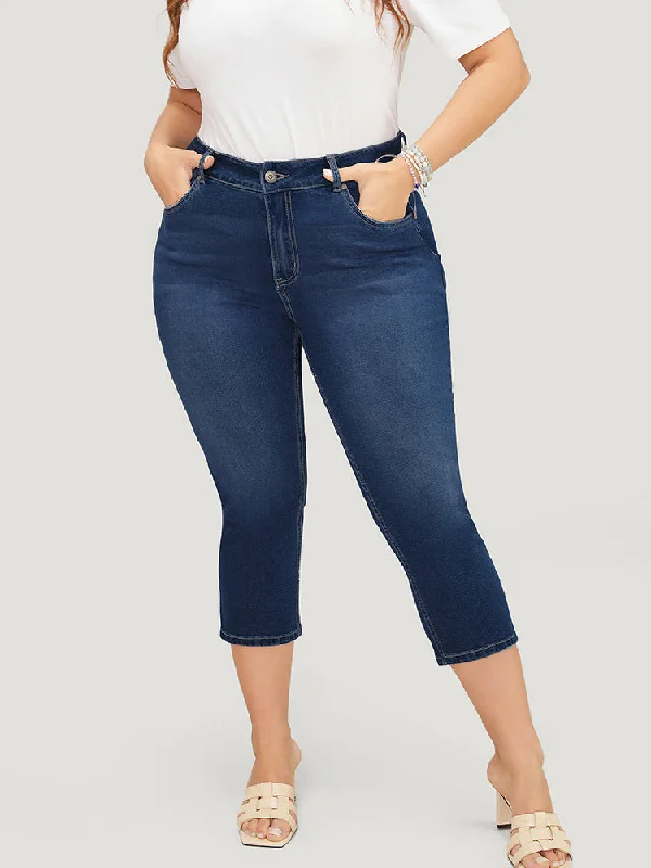 Skinny Very Stretchy High Rise Medium Wash Cropped Jeans