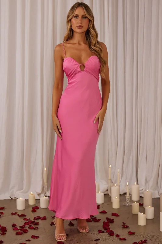 In A Daze Gathered Bust Maxi Dress Hot Pink