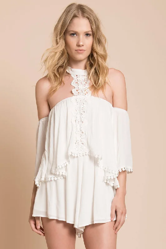 Maliah Embroidered Club Romper White