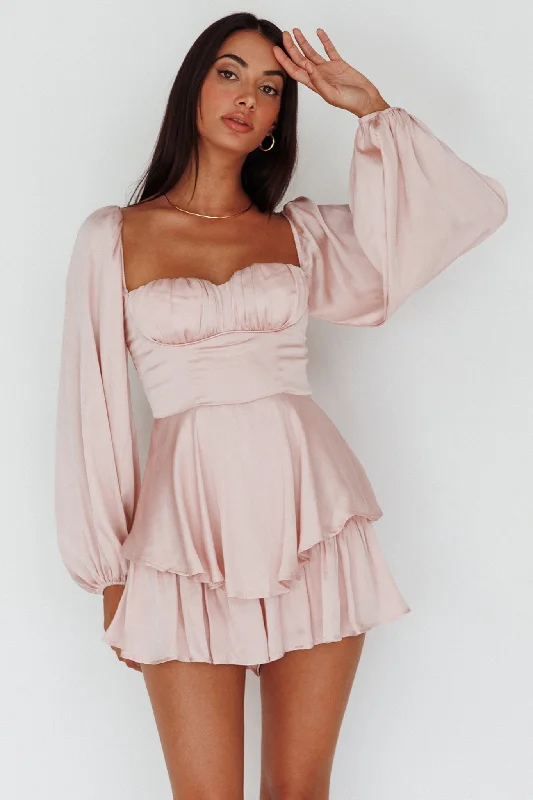 New Light Balloon Sleeve Romper Blush