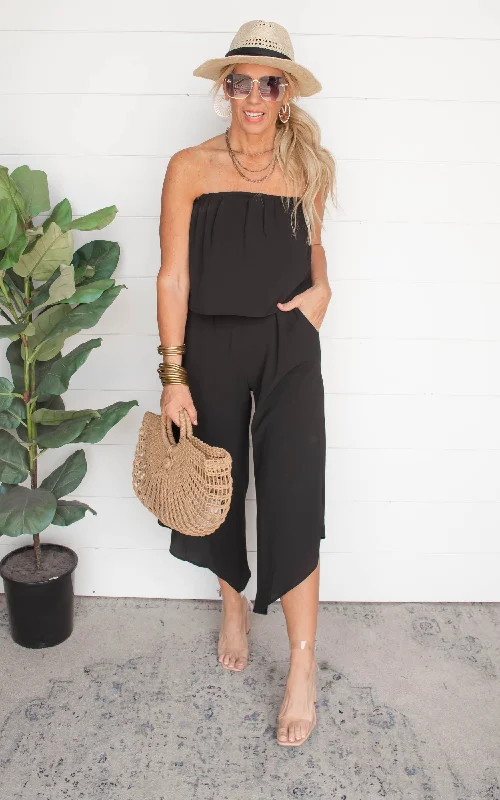 Ready for It Strapless Jumpsuit | Black - Final Sale