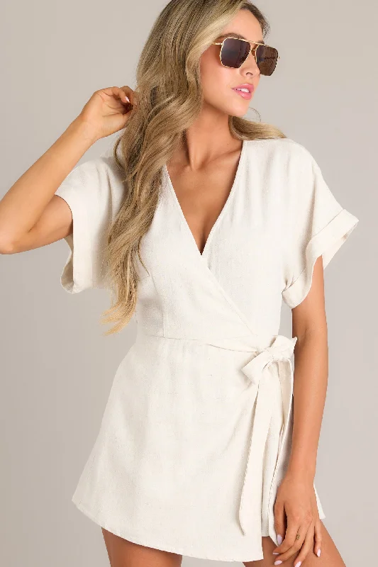 The Simple Life Faux Wrap Oatmeal Romper