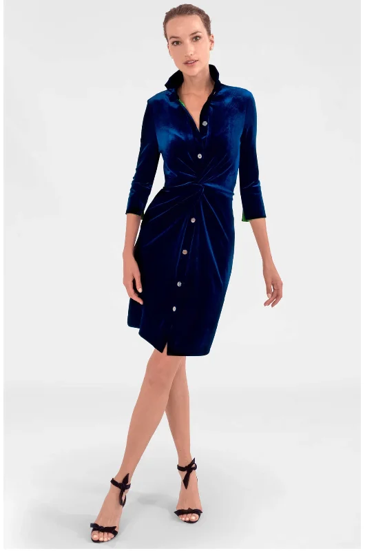 Twist & Shout Dress - Navy Velvet