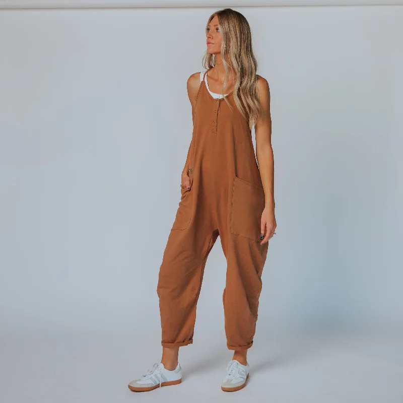 Women's Tank Romper - Camel