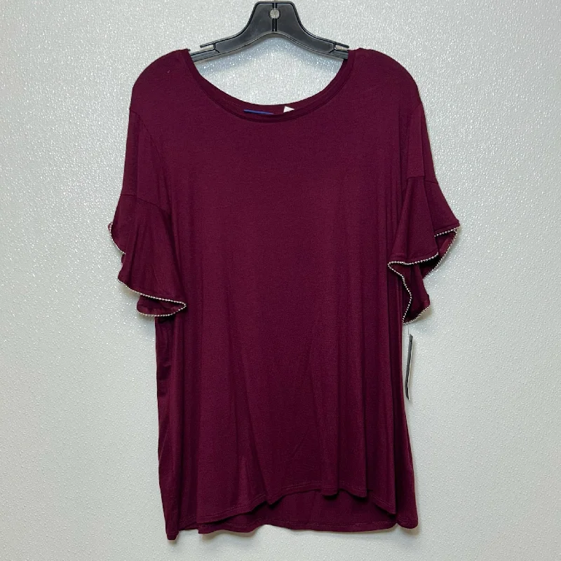 Top Short Sleeve By Apt 9 In Burgundy, Size: Xxl