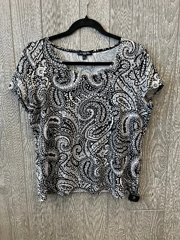 Top Short Sleeve By Notations In Black & White, Size: L