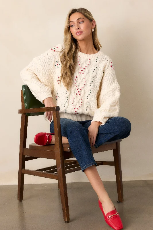 Totally Smitten Ivory Knit Sweater Top