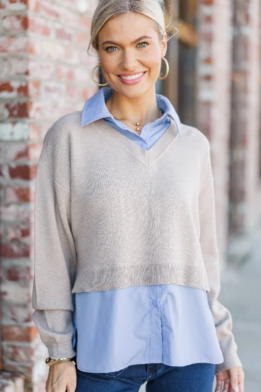 Unwritten Rules Taupe Layered Blouse