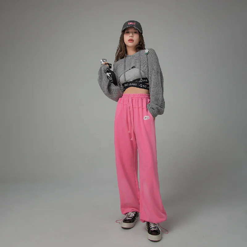 High-Waist String Wide Jogger Pants