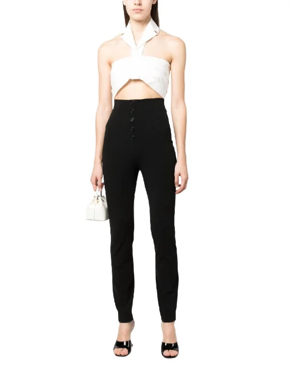 High Waisted Stretch-Cotton Trousers In Black