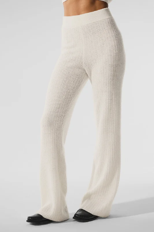 Cashmere High-Waist Plush Waffle Pant - Ivory