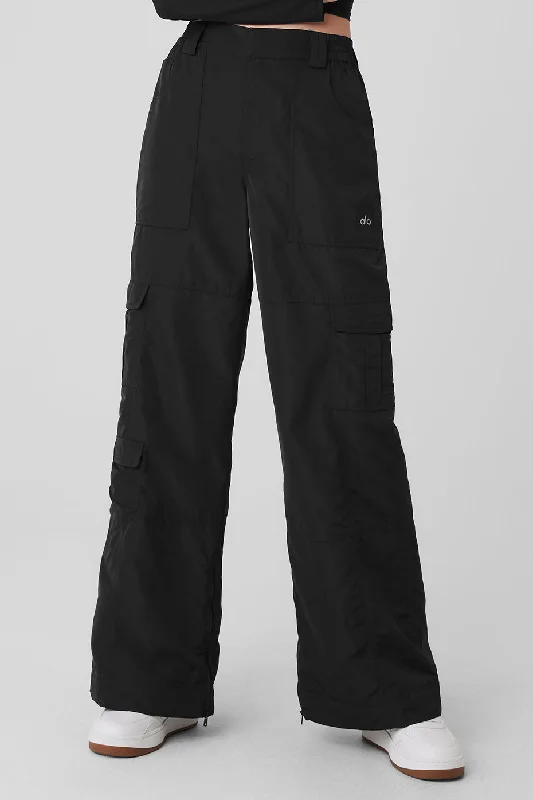 High-Waist Ski-Moto Puffer Pant - Black