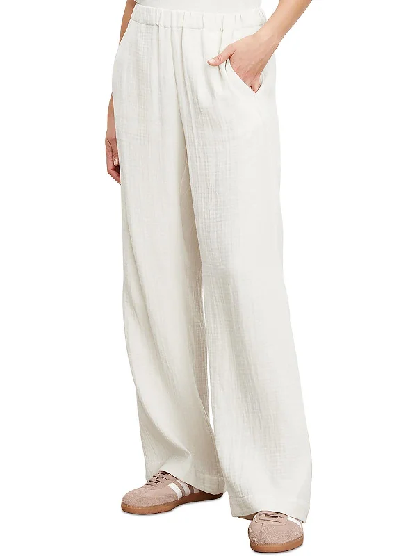 Womens Gauze Lightweight Wide Leg Pants