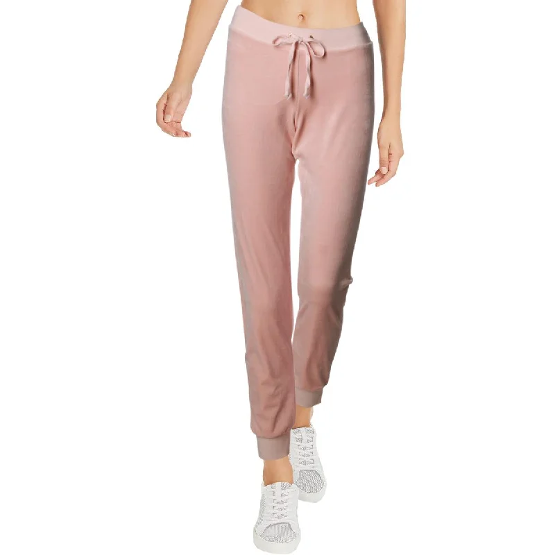 Womens Velvet Mid-Rise Jogger Pants